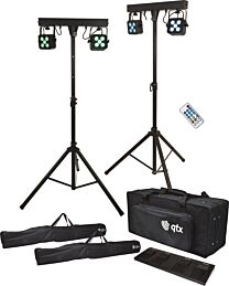 QTX Stereo Twin PAR Bar Mobile Setup with Carry Bags