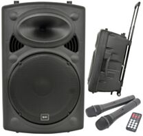 QTX QR15PABT Portable & Rechargeable PA Speaker System with Wireless Microphones & Bluetooth