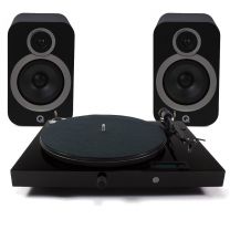 Pro-Ject Juke Box E All-in-one Bluetooth Turntable + Q Acoustics 3030i - Black