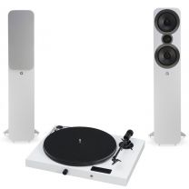 Pro-Ject Juke Box E All-in-one Bluetooth Turntable + Q Acoustics 3050i Floorstanding Speakers - White