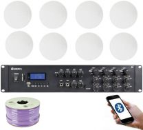 Adastra A8 Powerful Quad Zone Media Stereo Amplifier + 8X 8" Low Profile Ceiling Speaker bundle
