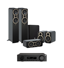 JBL MA310 5.2 4K AV Receiver + Q Acoustics 3050C 5.1 Cinema Pack with Q SUB100 10" Subwoofer Bundle 