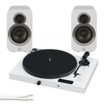 Pro-Ject Juke Box E All-in-one Bluetooth Turntable + Q Acoustics 3010i - White