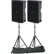 Mackie Thump215 15" Powered Loudspeaker Pair + QTX Twin Tripod Speaker Stands With Carry Bag
