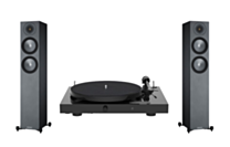Pro-Ject Juke Box E1 Turntable + Monitor Audio Bronze 200 Floorstanding Speakers