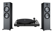 Pro-Ject Juke Box E1 Turntable + Monitor Audio Bronze 500 Floorstanding Speakers