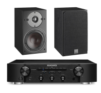Marantz PM6007 Amplifier and Dali Oberon 1 Bookshelf Speakers in Black