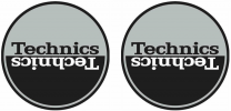 Technics Moon 1 - Black & Silver Mirror Antistatic Slipmats for Turntables (Pair)