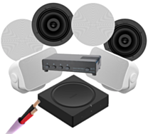 Sonos Amp with x2 Sonos Outdoor &amp; x4 In Ceiling Speaker by Sonance Bundle + Speaker Cable + Speaker Switch