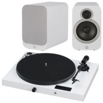 Pro-Ject Juke Box E All-in-one Bluetooth Turntable + Q Acoustics 3020I - White