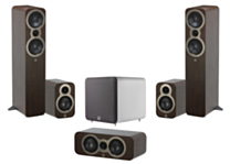 Q Acoustics 3050C 5.1 Cinema Pack – Claro Walnut with Q SUB100 10" Subwoofer – Satin White