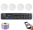 Adastra A4 Powerful Dual Zone Media Stereo Amplifier + 4X 8" Low Profile Ceiling Speaker bundle