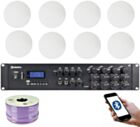 Adastra A8 Powerful Quad Zone Media Stereo Amplifier + 8X 8" Low Profile Ceiling Speaker bundle